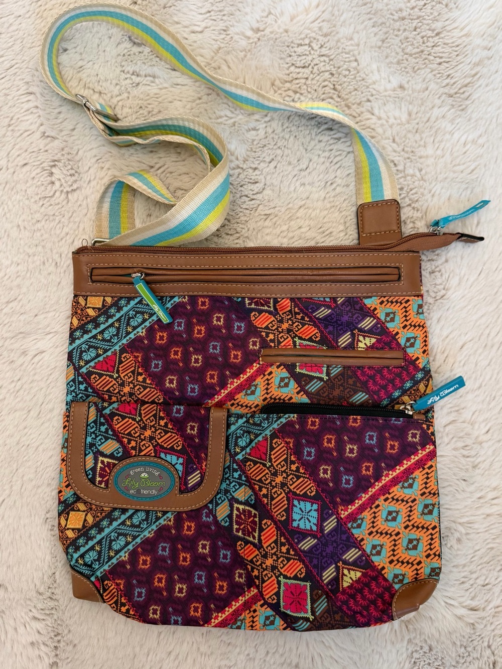 Lily Bloom Multicolor Geometric Crossbody Bag